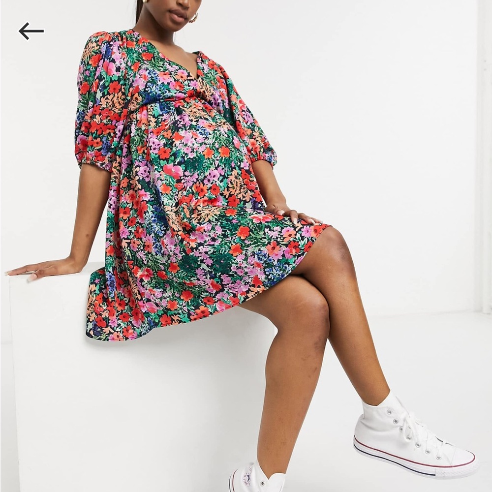 Topshop Maternity volume sleeve Floral Dress